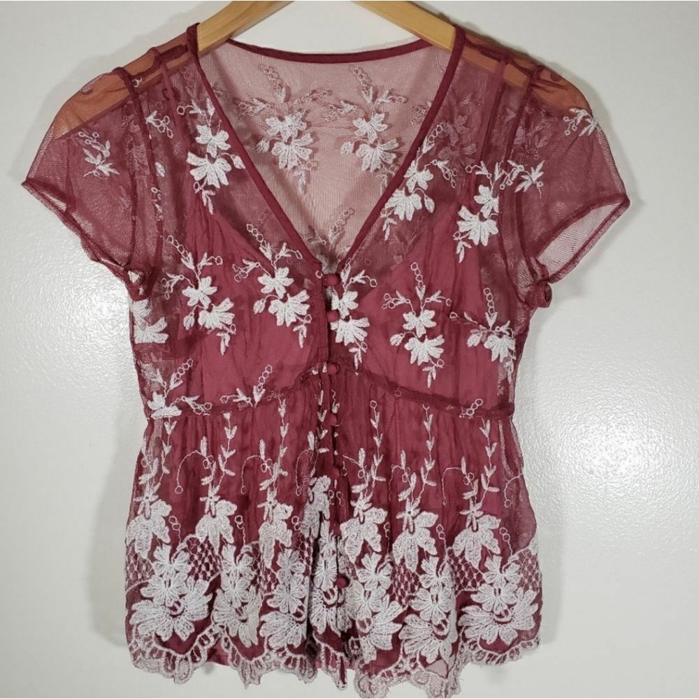 Abercrombie and Fitch Delicate Dainty Fairy Babydoll Floral Blouse Size XS